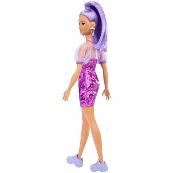Barbie Fashionistas Doll #178 Petite Long Purple Hair and Purple Metallic Dress, - Picture 7 of 7